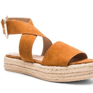 Raye Revolve Drew Suede Espadrille Sandals in Whiskey